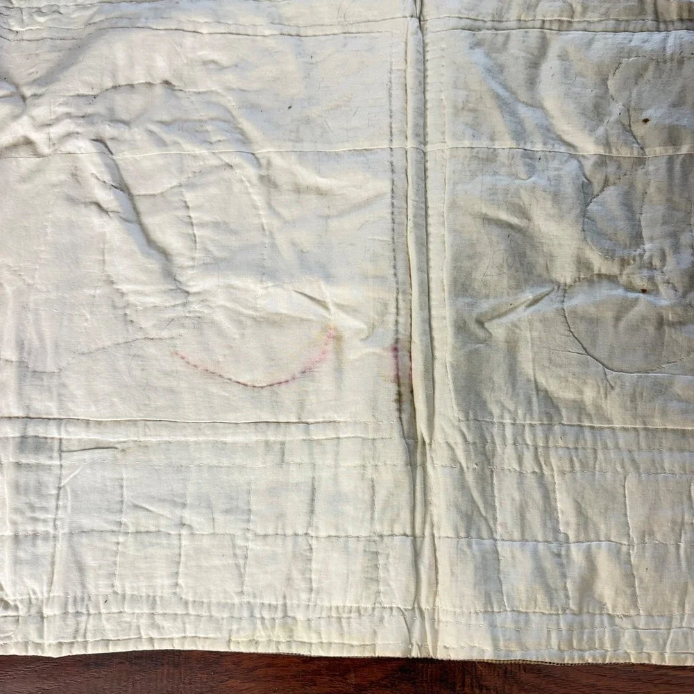 VTG Teddy Bear Quilt Appliqué Nursery Baby Blanket Cottagecore Cotton Patchwork